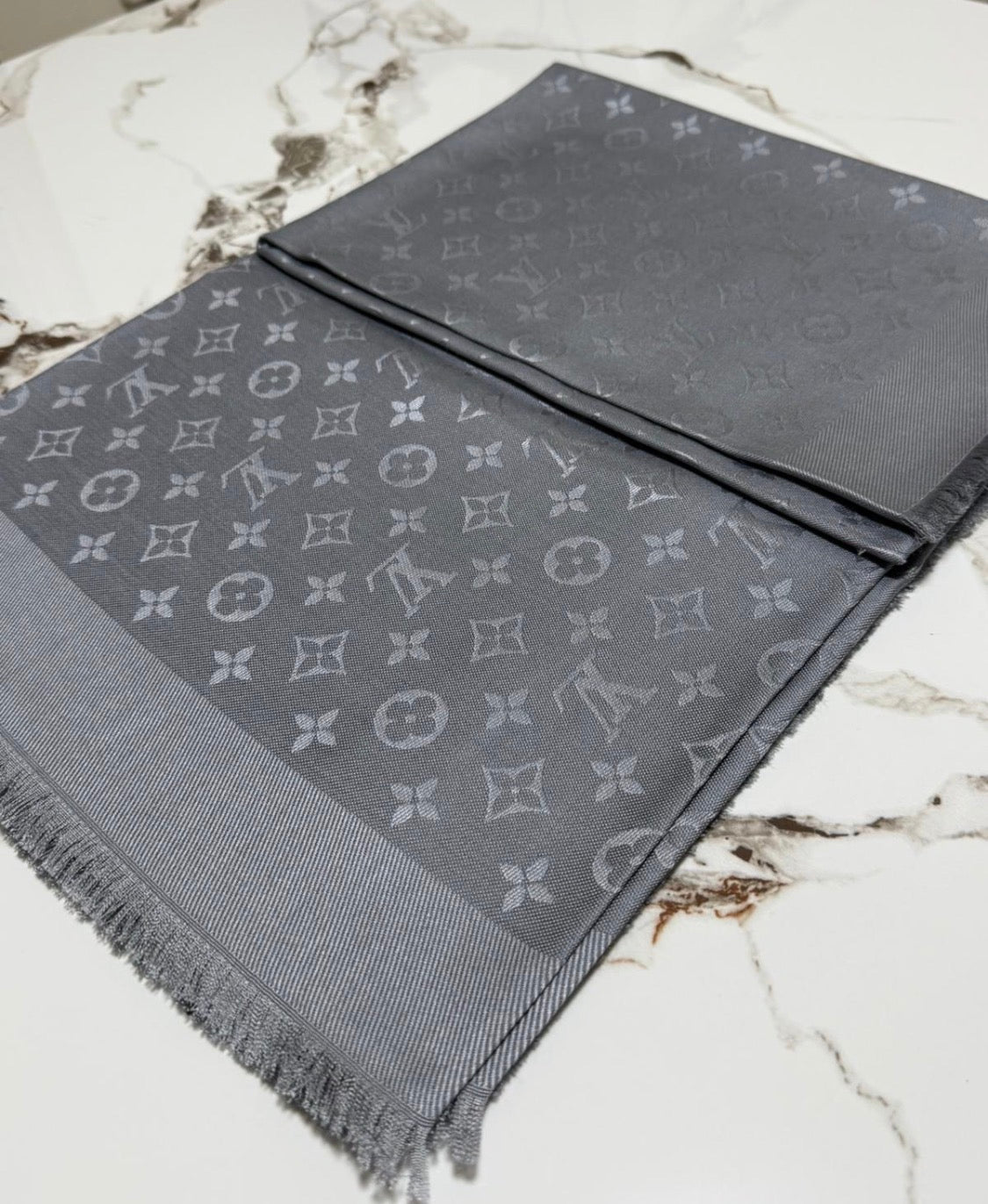 Lv Gray monogram shawl