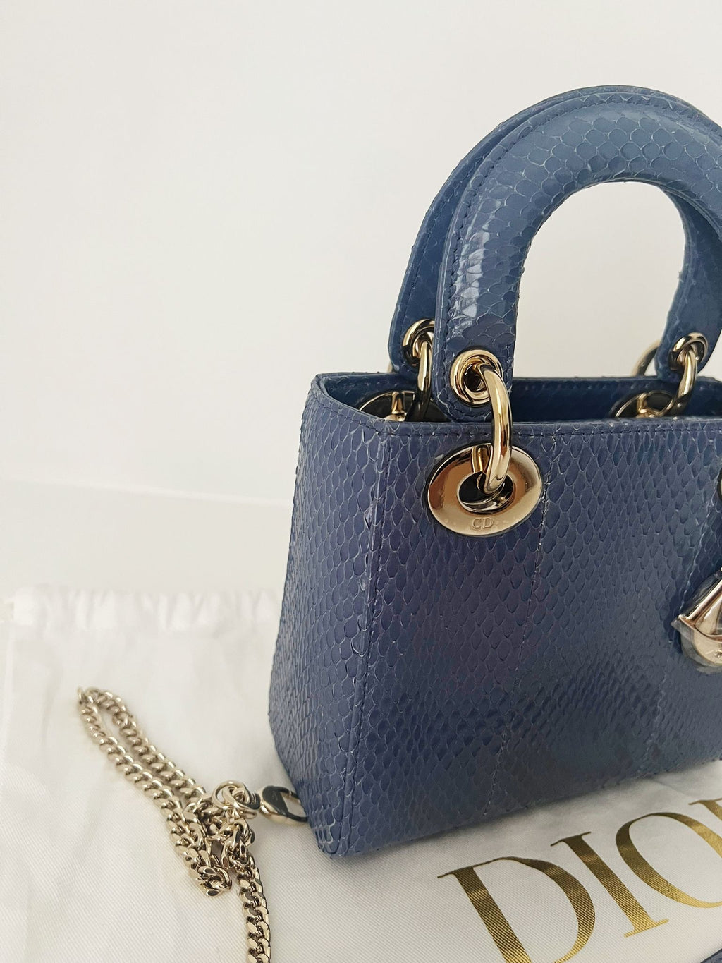 Lady Dior Mini Python blue