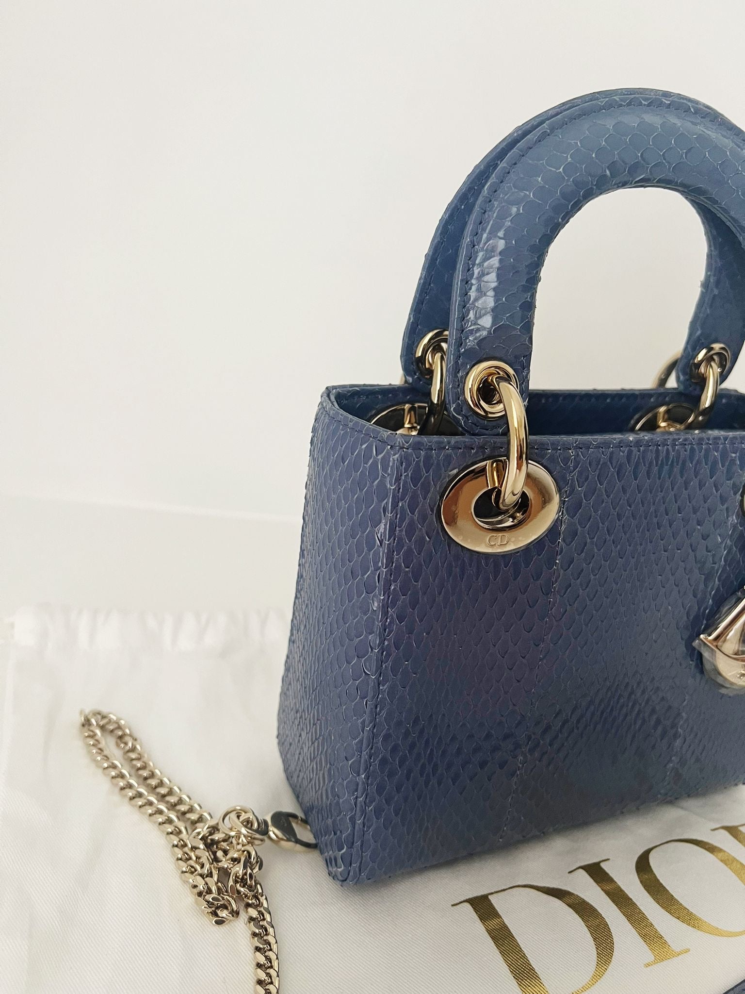 Lady Dior Mini Python blue