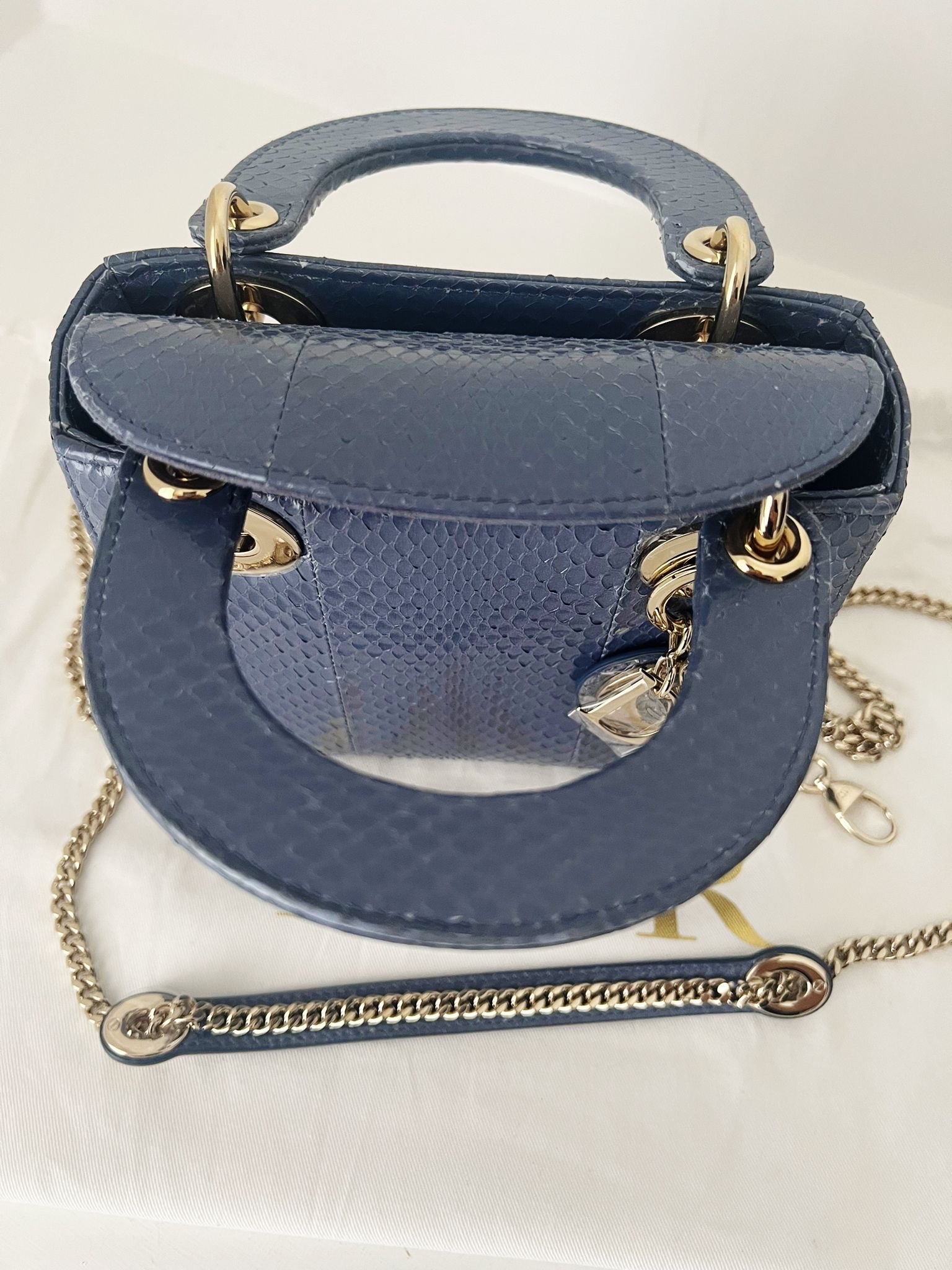 Lady Dior Mini Python blue