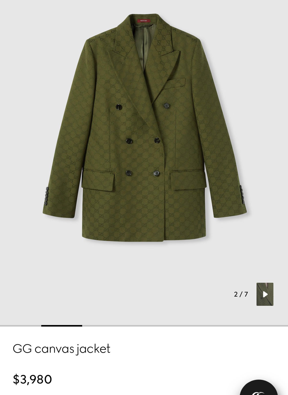 GG blazer size 42 Forest green