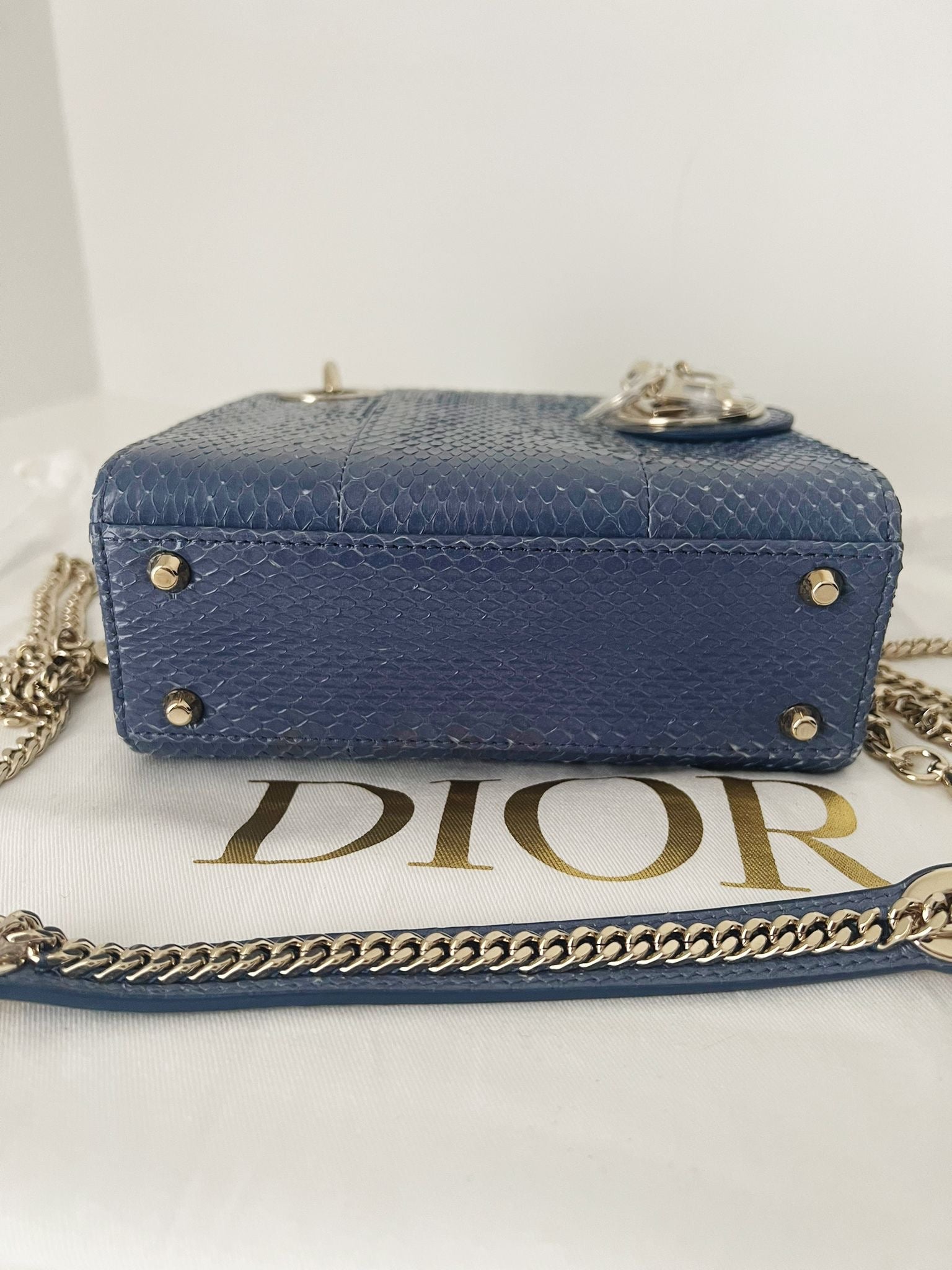 Lady Dior Mini Python blue