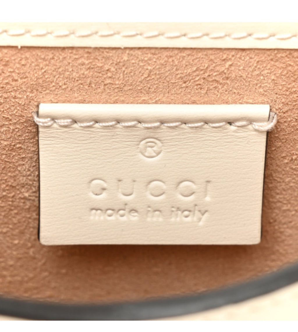 GUCCI
Boarded Plutone Calfskin Mini Horsebit 1955 Crossbody Bag White