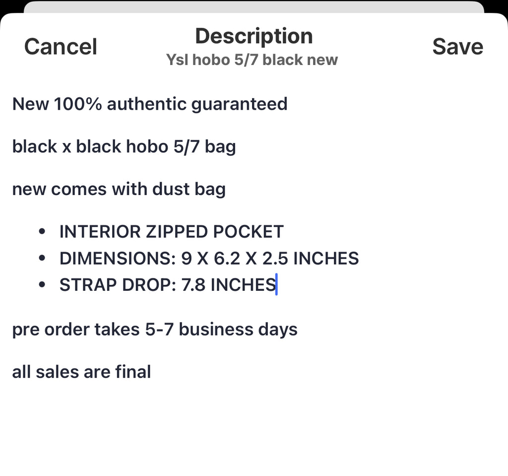 Ysl hobo 5/7 black new