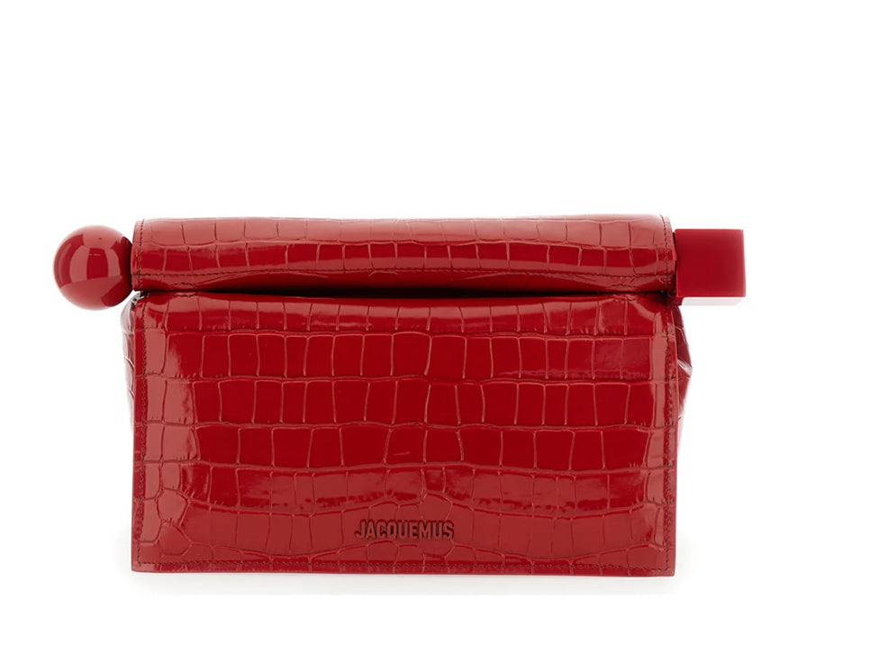 Jacquemus clutch red croco stamp