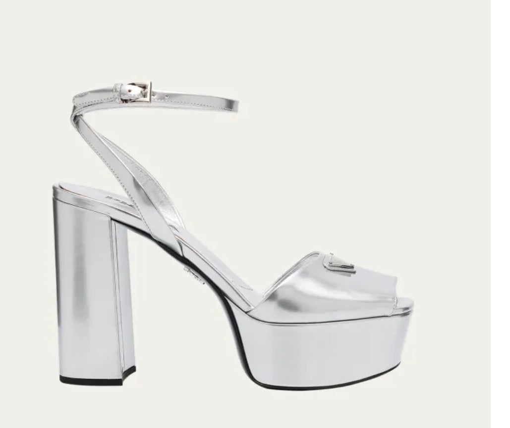Prada silver platform 36.5 or 37