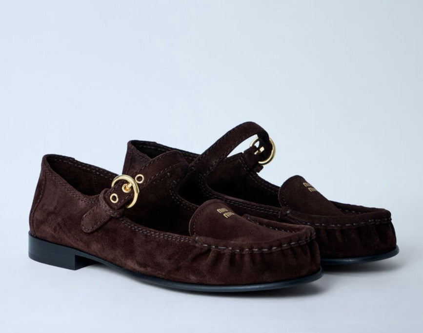 Mary Jane flats brown suede 38