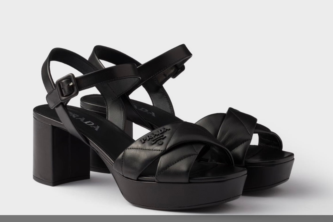 Prada quilted nappa sandals 37