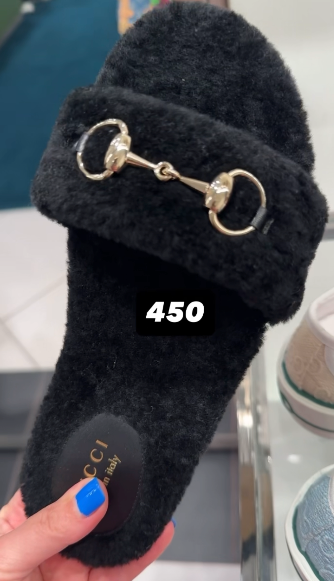 Gg shearling slides 39