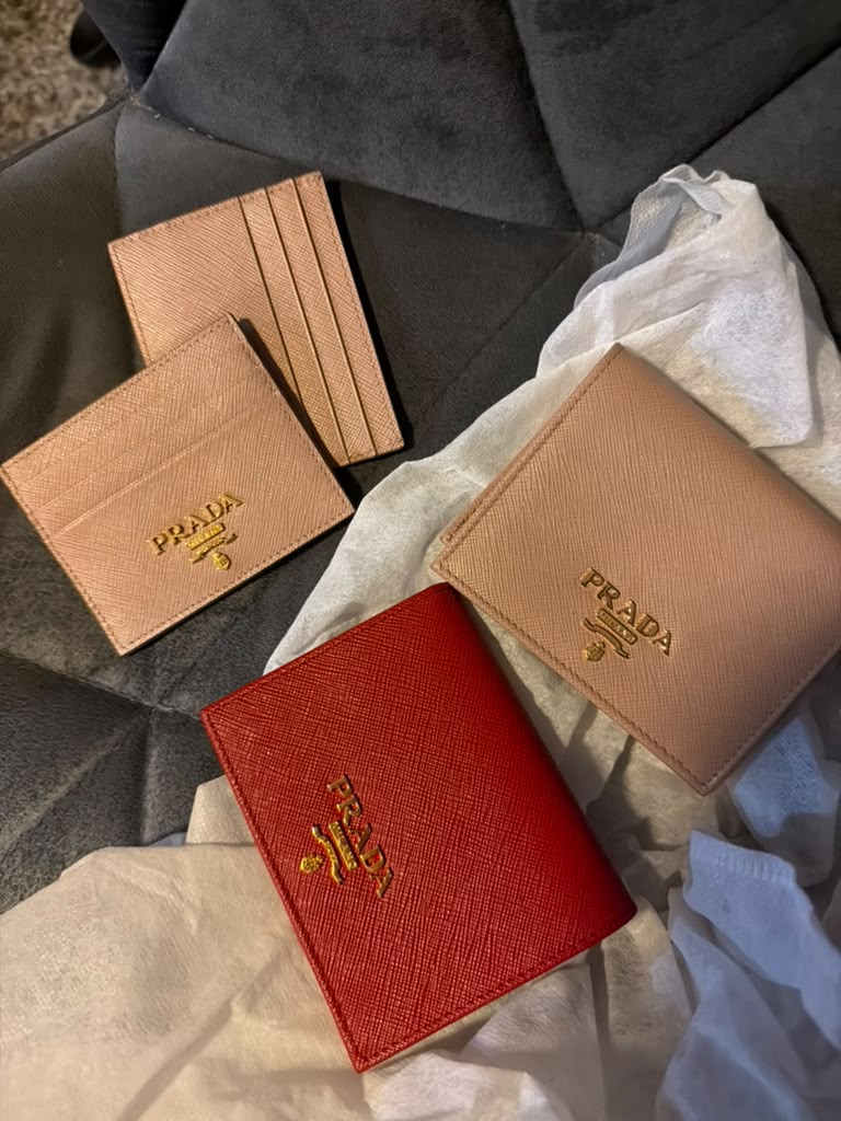 Beige wallet bifold prada