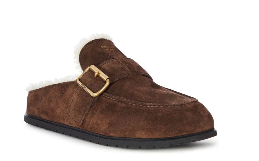 Prada shearling mules 37